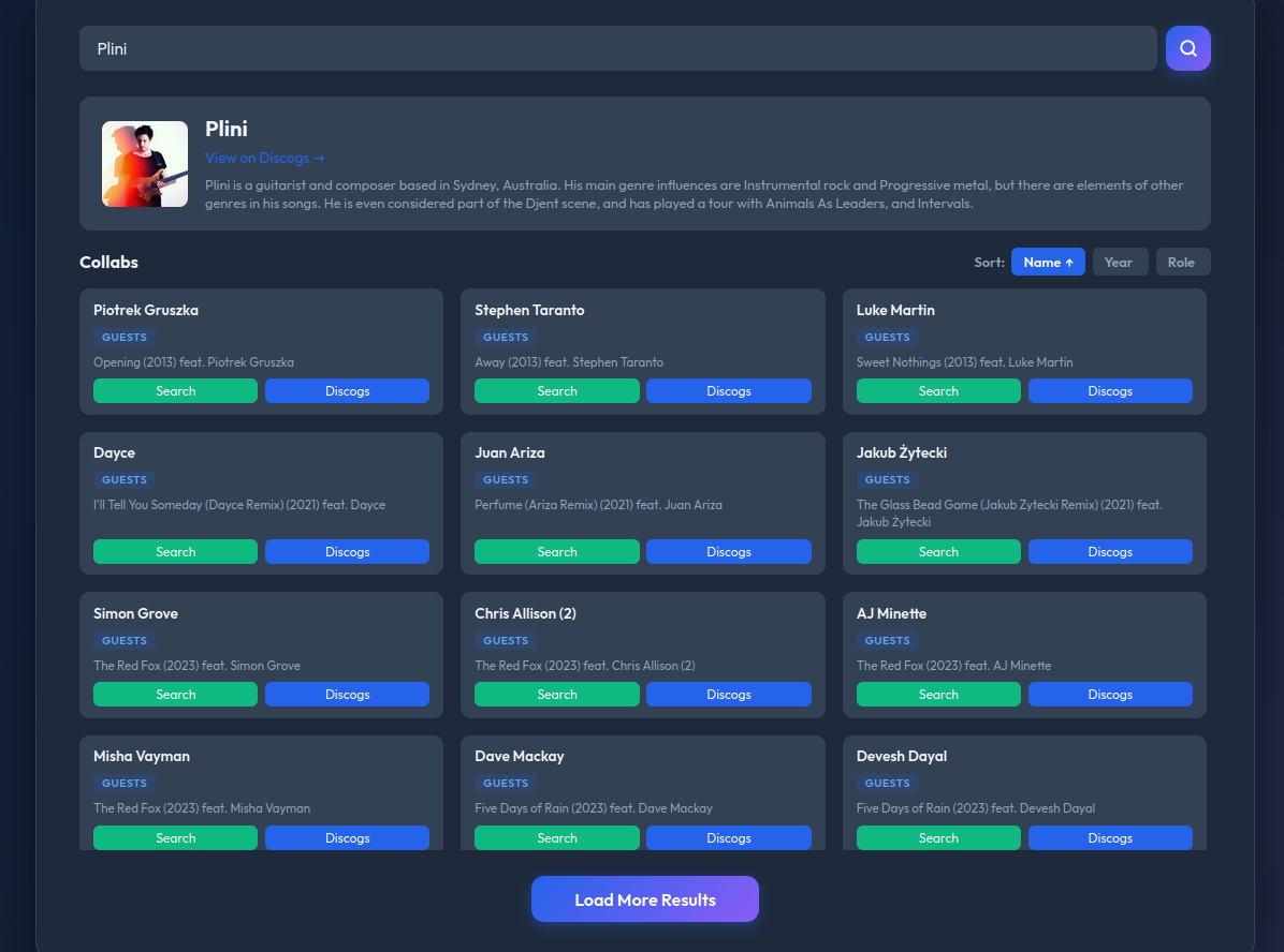 Related Artists screenshot